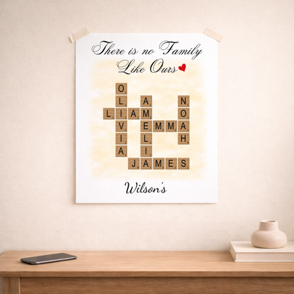Custom Family Crossword Puzzle Poster