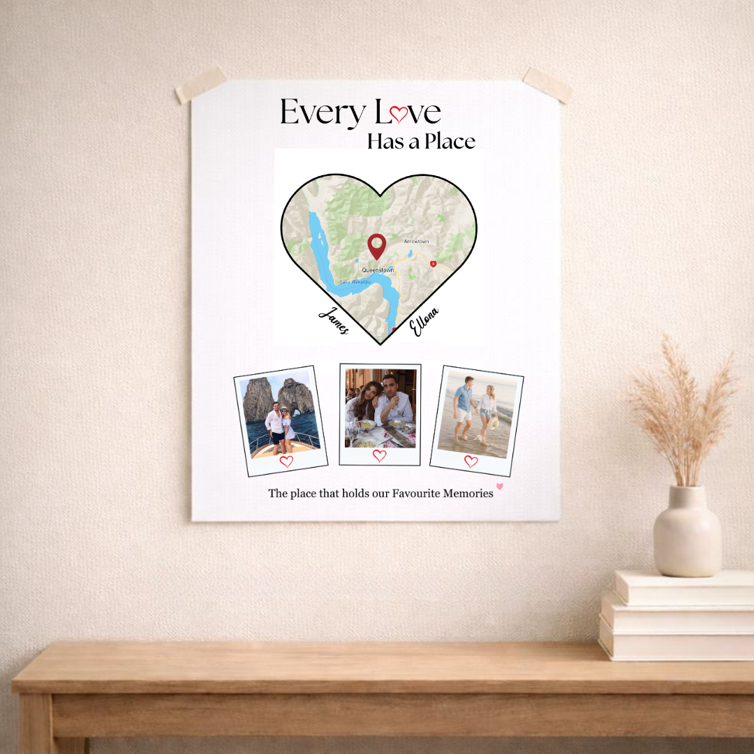 Personalized Heart Map Photo Poster